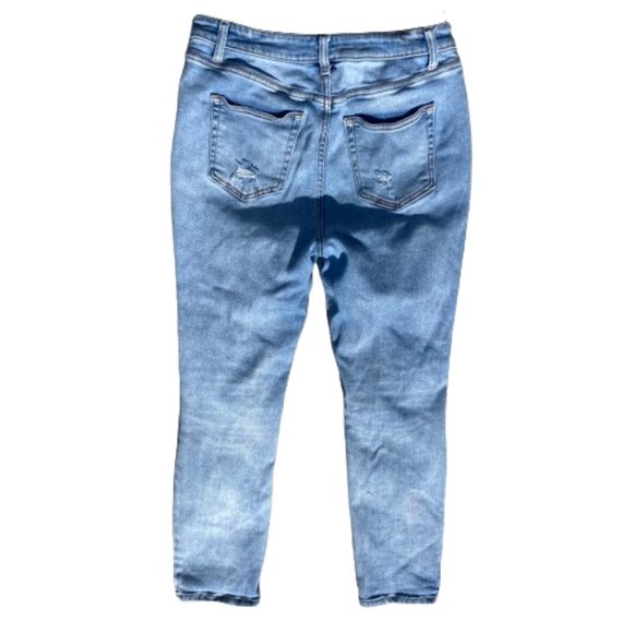 Forever 21 Jeans, Highly Distressed High Rise Button Fly, sz 31 (US 10) - Picture 4 of 7